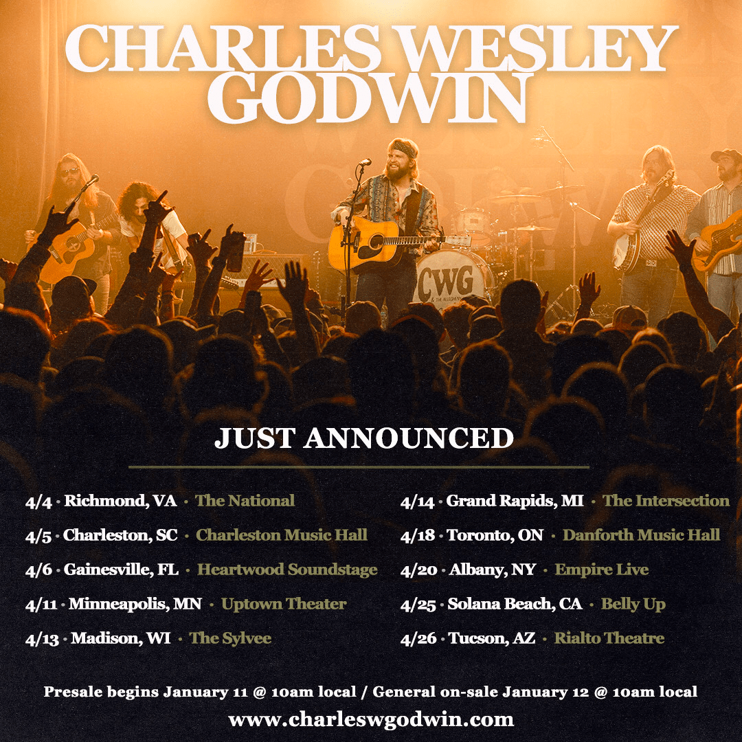 CHARLES WESLEY GODWIN ANNOUNCES FIRST ROUND OF 2024 HEADLINE TOUR DATES