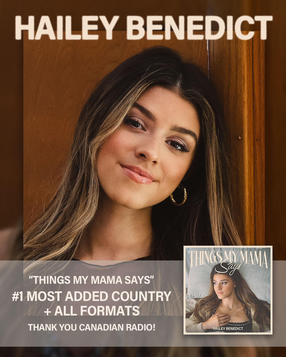 HAILEY BENEDICT’S ‘THINGS MY MAMA SAYS’ 1 MOST ADDED SONG AT